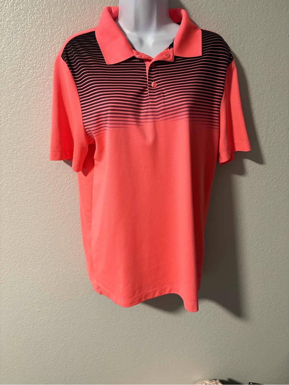 Men’s’ Fila Coral and Black Gradient Stripe golf Polo